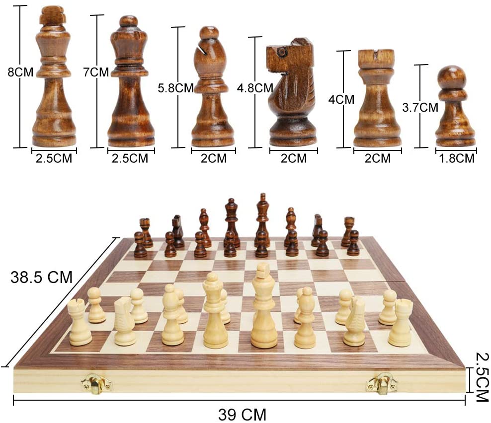 Peradix Magnetisch Schachspiel aus Holz - Klappbares Schachbrett 30x30cm mit  2 Königin-Stücken - Schach für Erwachsene und Kinder Weihnachten und  Neujahr: : Spielzeug