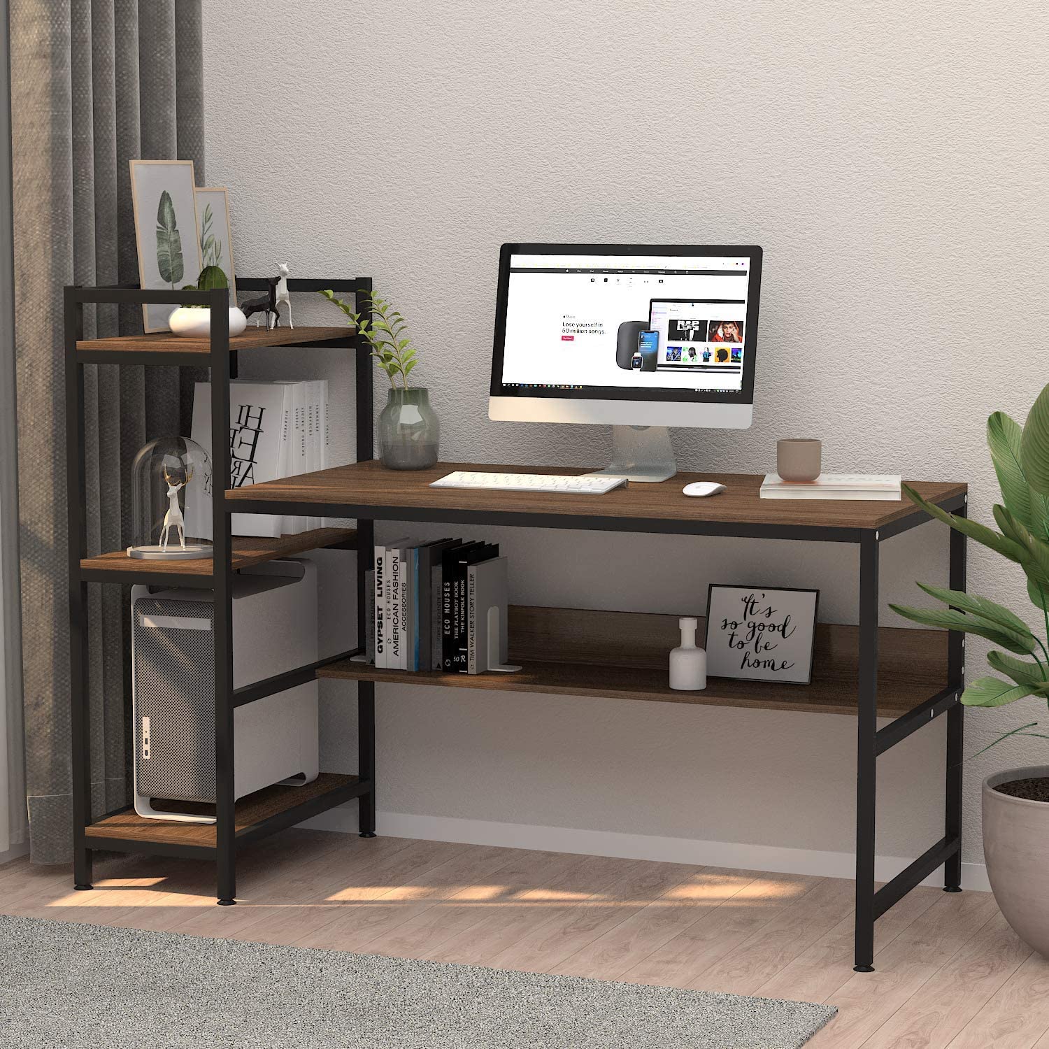 Dripex Holz Schreibtisch PC-Tisch mit Ablage -DE Bürotisch Dripex Computertisch, –